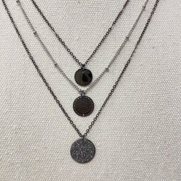 Multi Strand Necklace Black Goth Whimsigoth Sparkle Dressy Simple Minimal - Picture 2 of 8